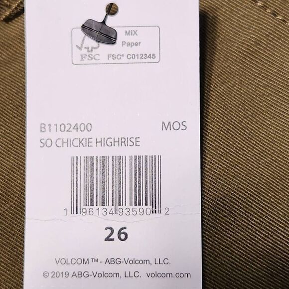 Volcom So Chickie High Rise Chino Pants Green Womens Size 26 NEW - Picture 7 of 11